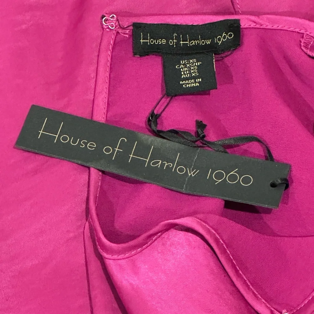 House of Harlow Magenta Long Sleeve Stain Dress Sz XS NWT - Picture 8 of 8